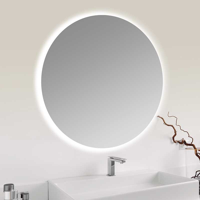 Espejo de Baño Led redondo Antivaho. Modelo SOL Marco aluminio oro